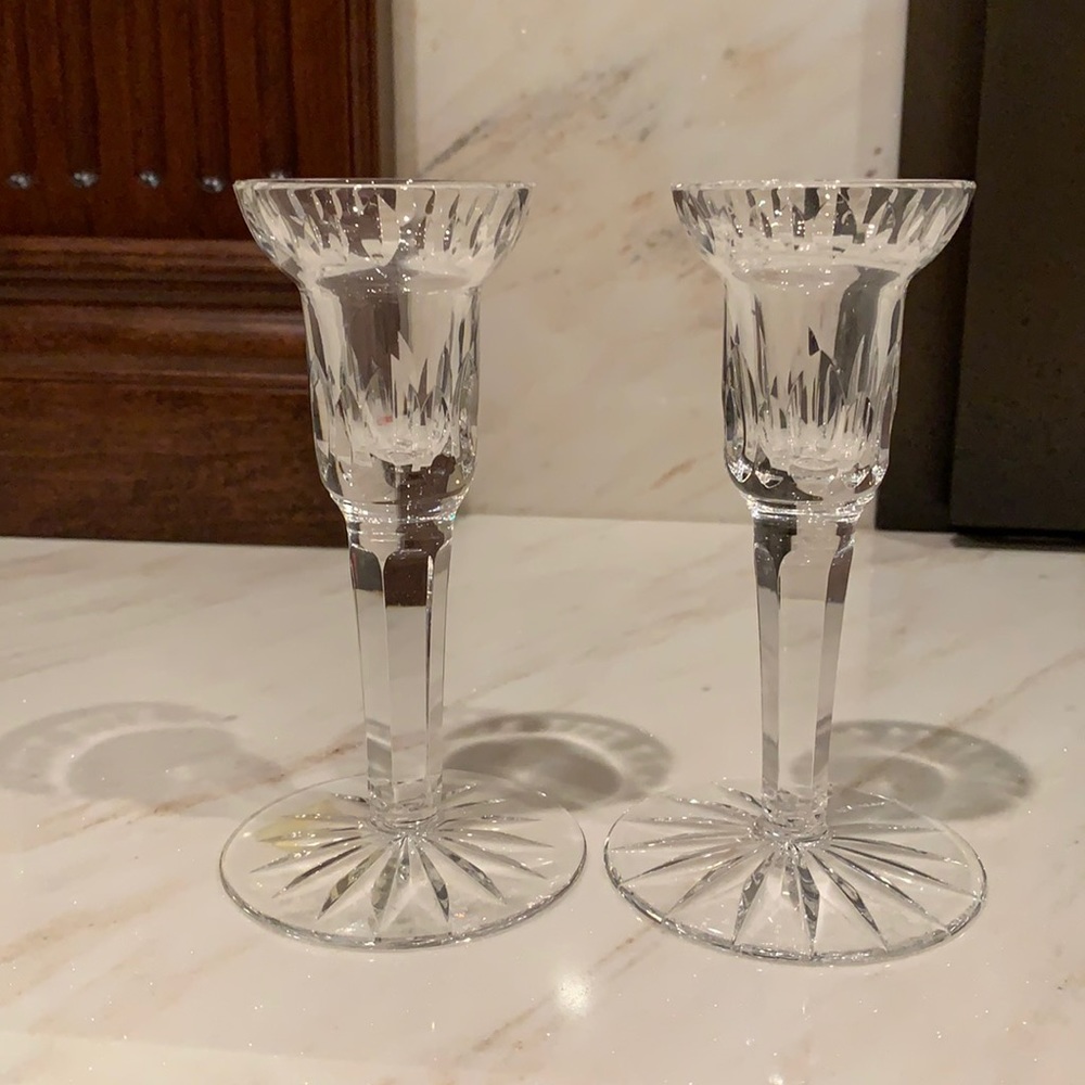 Pair is crystal candle sticks